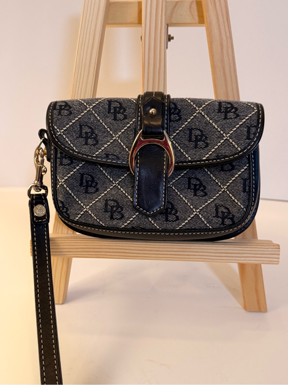Dooney & Bourke Black Monogram Quilted Wristlet